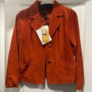 Dialogue Orange Leather Jacket Classic Style